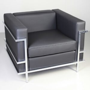 Space Sofa 1 Seater Black Leatherette Upholstered